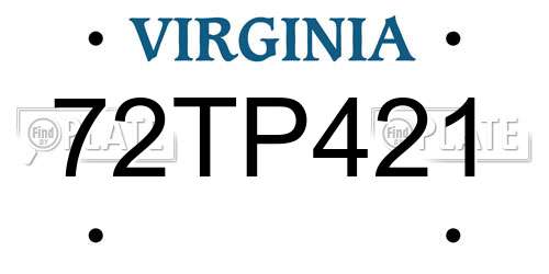 72TP421 Virginia License Plate