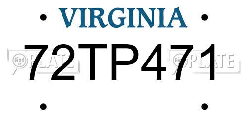 72TP471 Virginia License Plate