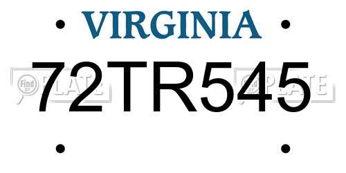 72TR545 Virginia License Plate