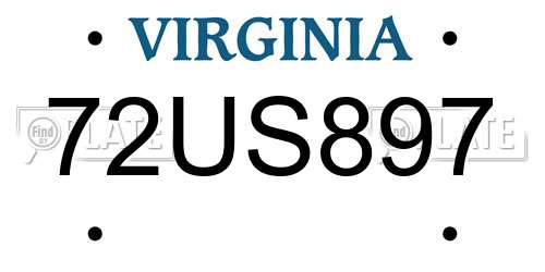 72US897 Virginia License Plate