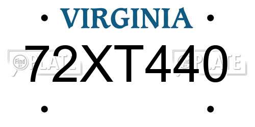 72XT440 Virginia License Plate