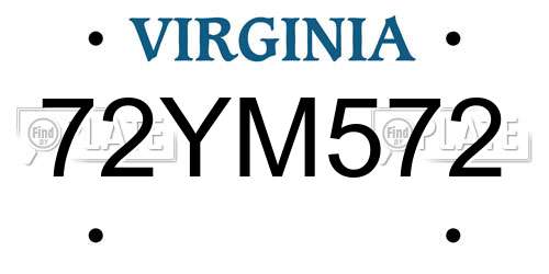 72YM572 Virginia License Plate