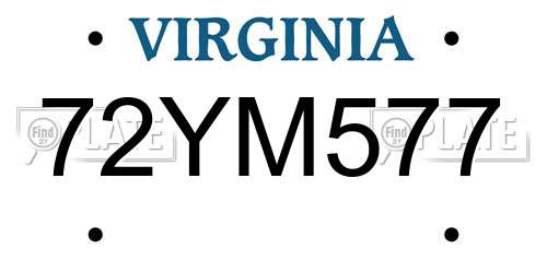 72YM577 Virginia License Plate