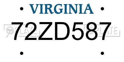 72ZD587 Virginia License Plate