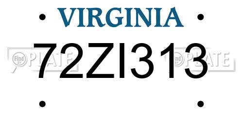 72ZI313 Virginia License Plate