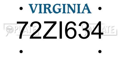72ZI634 Virginia License Plate