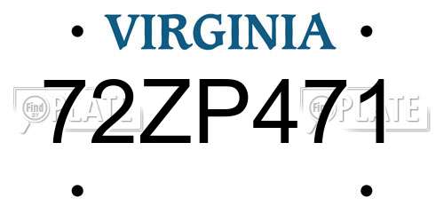 72ZP471 Virginia License Plate