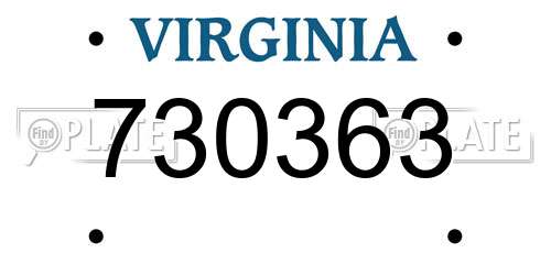 730363 Virginia License Plate