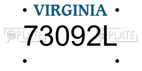 73092L Virginia License Plate