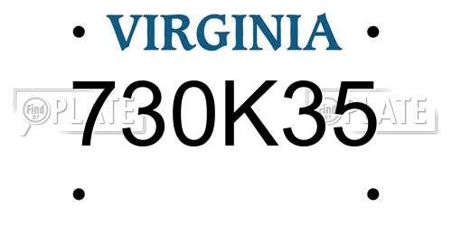 730K35 Virginia License Plate