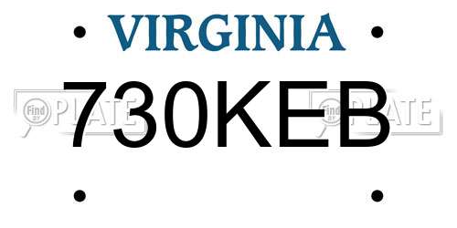 730KEB Virginia License Plate