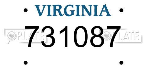 731087 Virginia License Plate