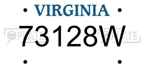 73128W Virginia License Plate