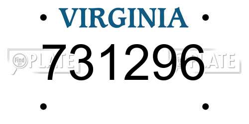 731296 Virginia License Plate