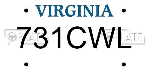 731CWL Virginia License Plate