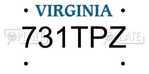 731TPZ Virginia License Plate