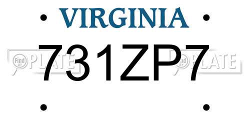 731ZP7 Virginia License Plate
