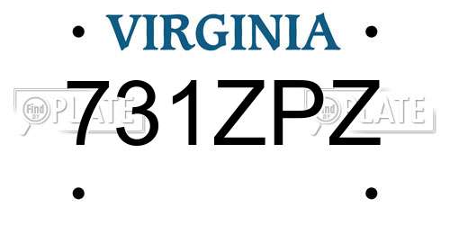 731ZPZ Virginia License Plate