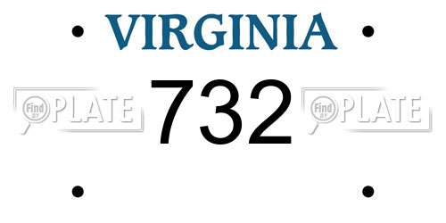 732 Virginia License Plate
