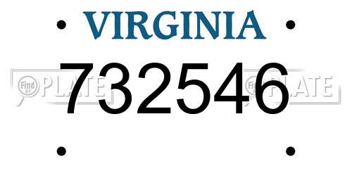 732546 Virginia License Plate