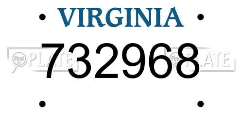 732968 Virginia License Plate