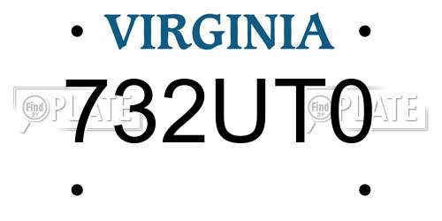 732UT0 Virginia License Plate