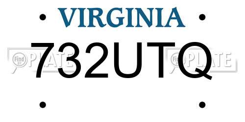 732UTQ Virginia License Plate