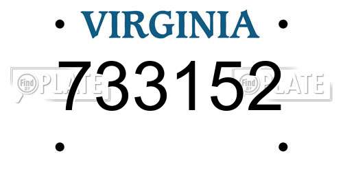 733152 Virginia License Plate