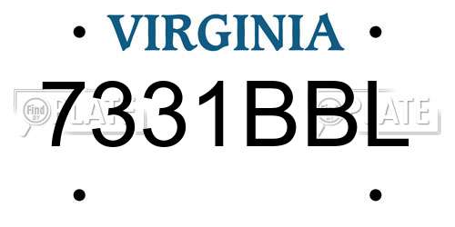 7331BBL Virginia License Plate