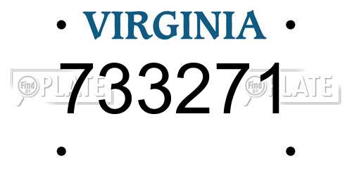 733271 Virginia License Plate