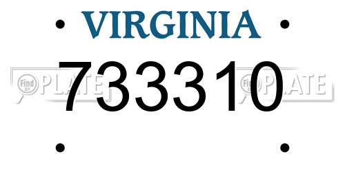 733310 Virginia License Plate