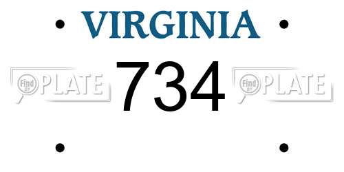 734 Virginia License Plate