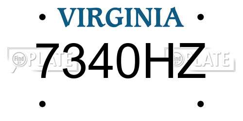 7340HZ Virginia License Plate