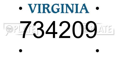 734209 Virginia License Plate