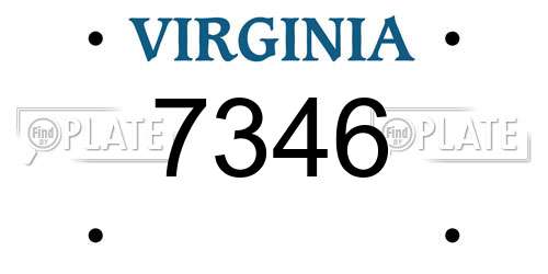 7346 Virginia License Plate