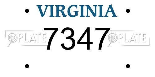 7347 Virginia License Plate