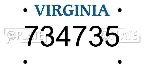 734735 Virginia License Plate