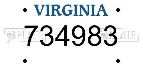 734983 Virginia License Plate