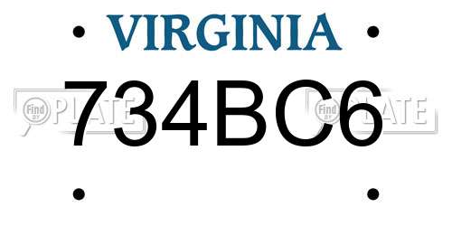 734BC6 Virginia License Plate