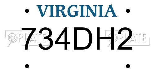 734DH2 Virginia License Plate