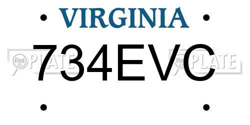 734EVC Virginia License Plate