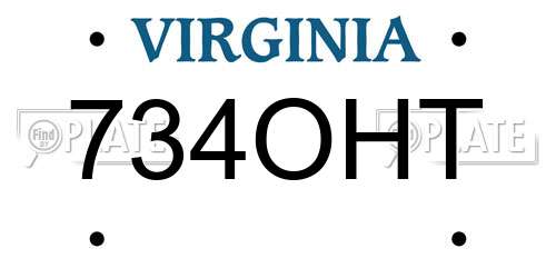 734OHT Virginia License Plate