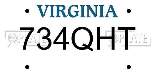 734QHT Virginia License Plate