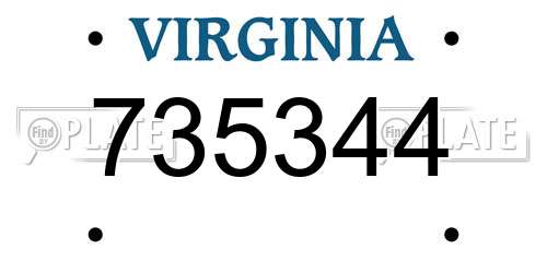 735344 Virginia License Plate