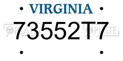 73552T7 Virginia License Plate