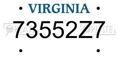 73552Z7 Virginia License Plate