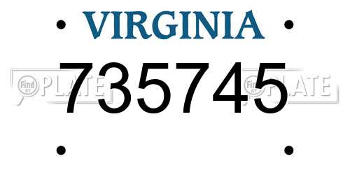 735745 Virginia License Plate
