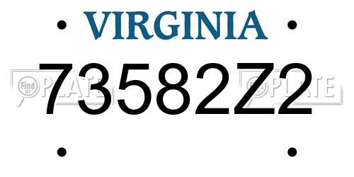73582Z2 Virginia License Plate