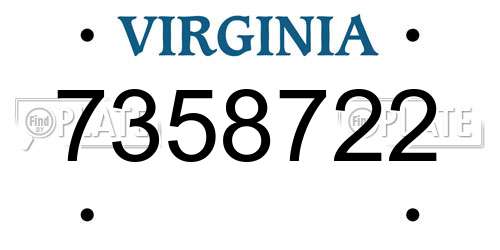 7358722 Virginia License Plate