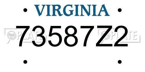 73587Z2 Virginia License Plate